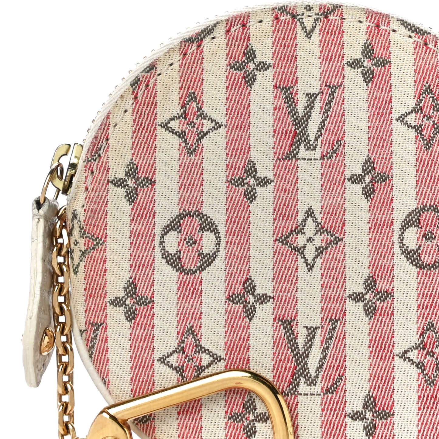 Mini Lin Croisette Round Coin Purse Rouge