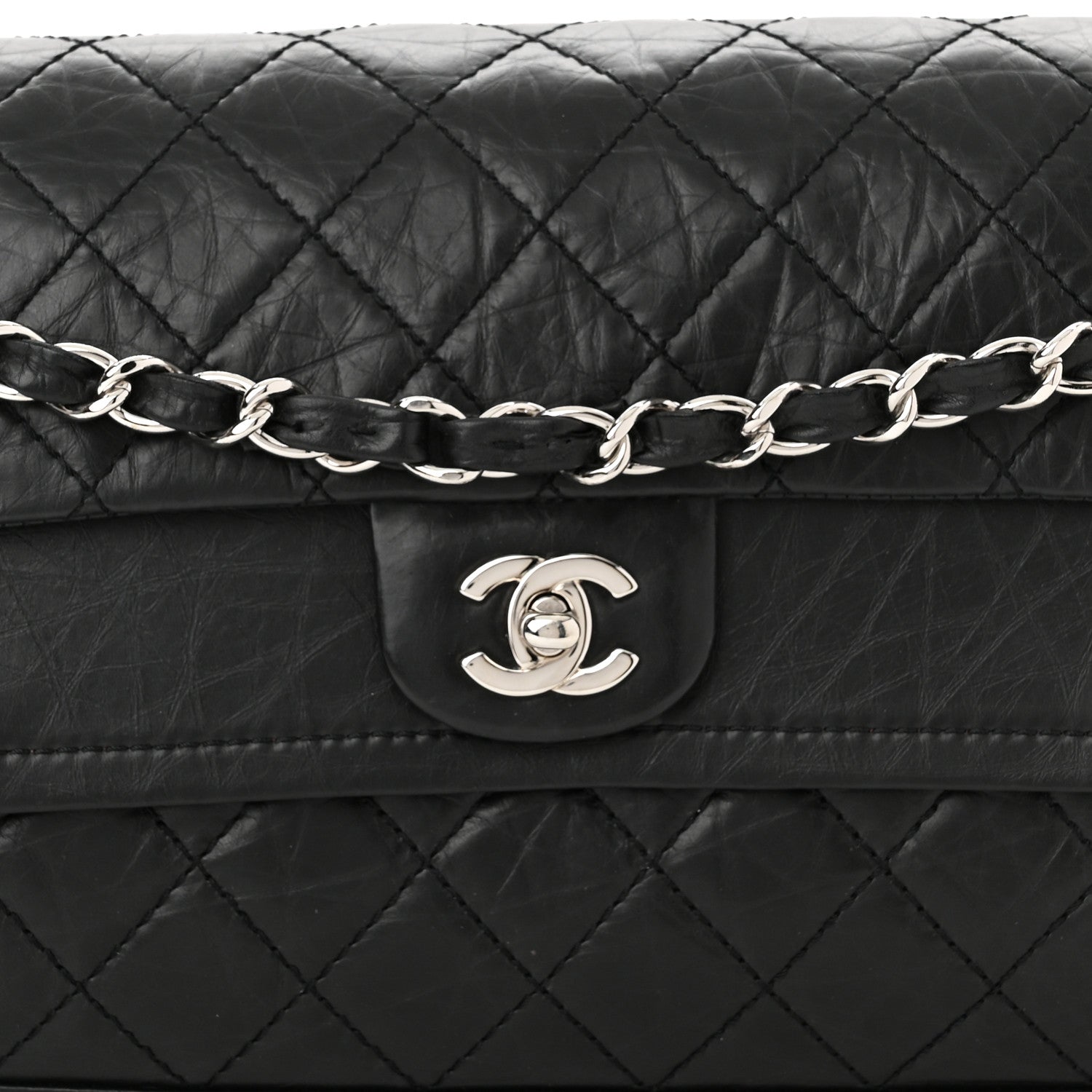 Chanel Aged Calfskin Quilted Medium Accordion Flap Black 7 of 9