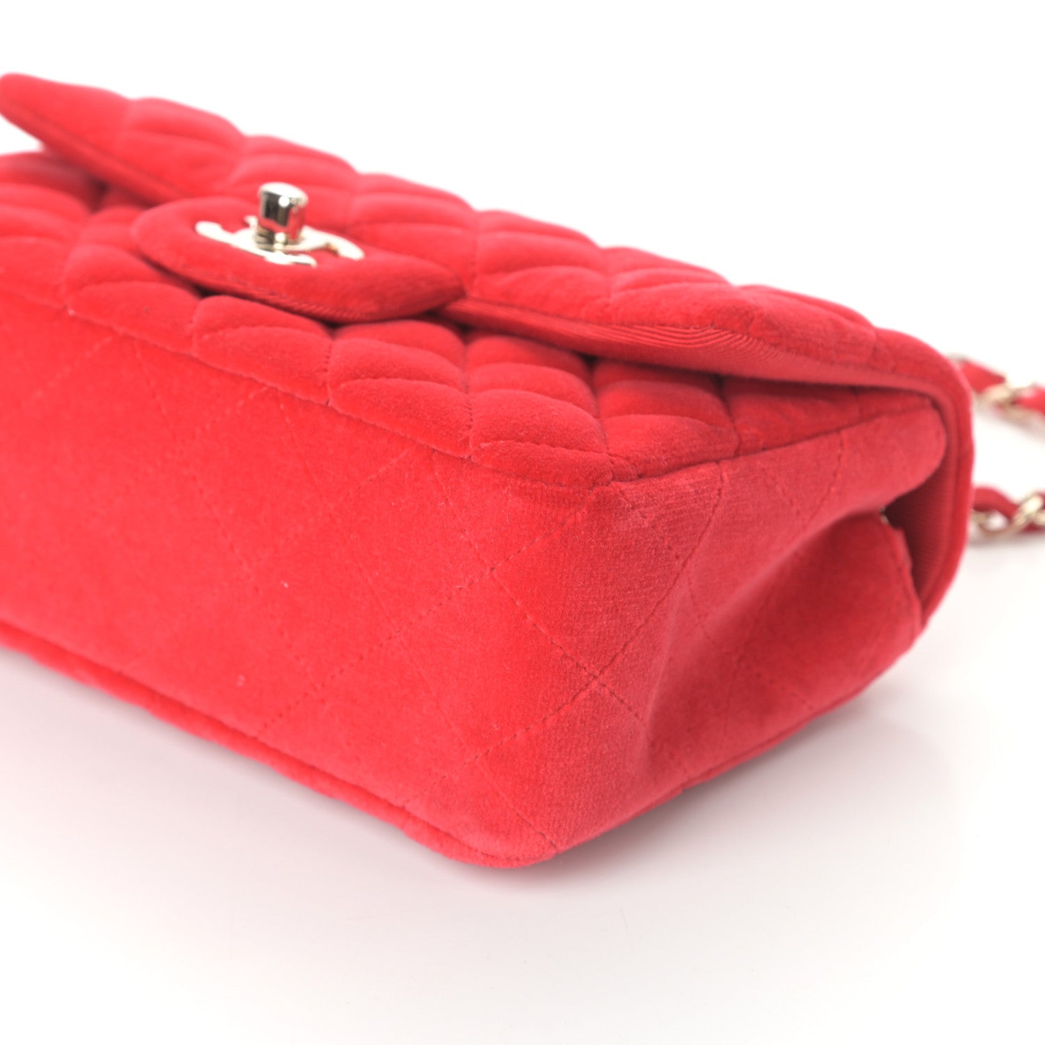 Chanel Velvet Quilted Mini Rectangular Flap Red 10 of 10