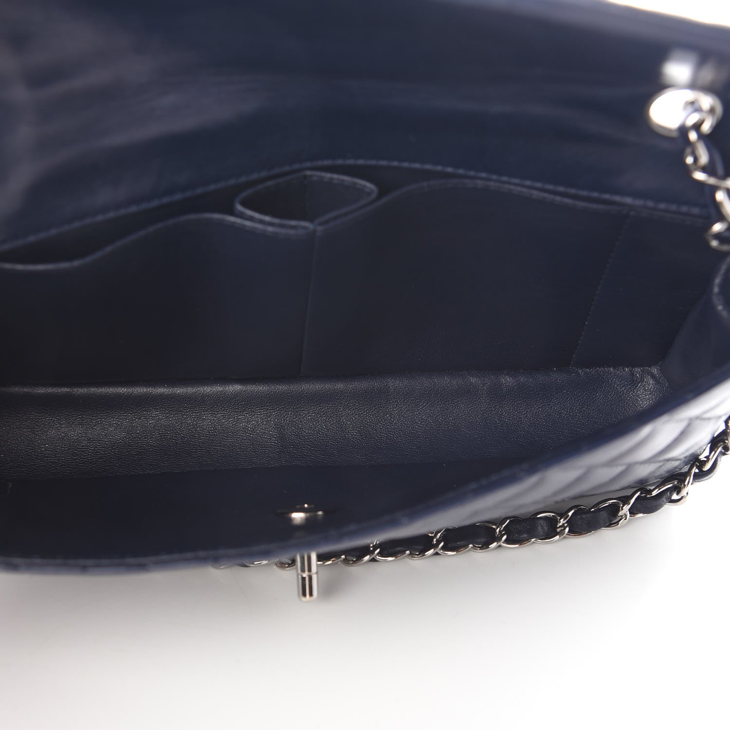 Chanel Lambskin Quilted East West Flap Navy 4 of 8
