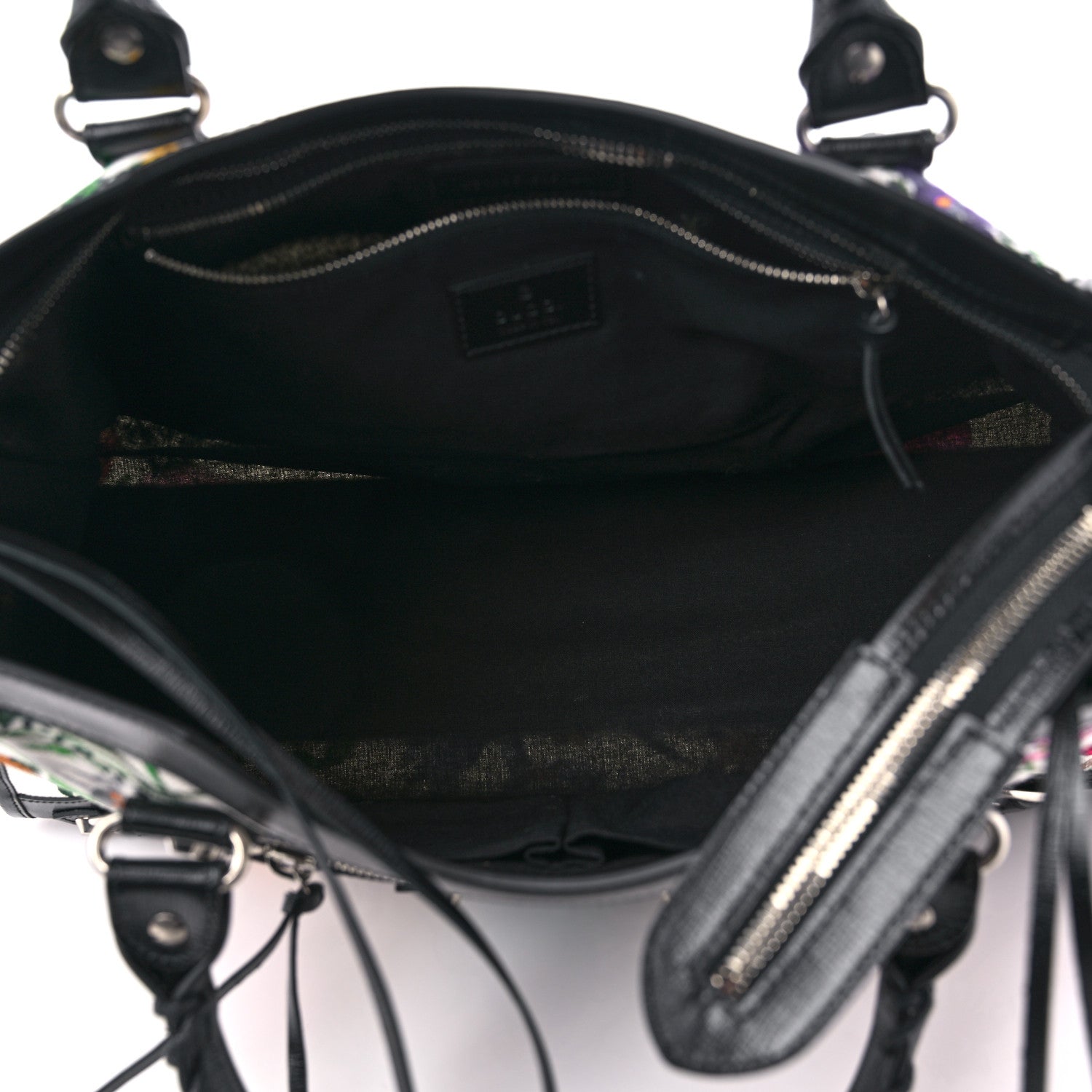 Balenciaga X GUCCI Canvas Azalea Calfskin Flora Logo Print Neo Classic Silver Hardware Medium City White Multicolor Black 6 of 11