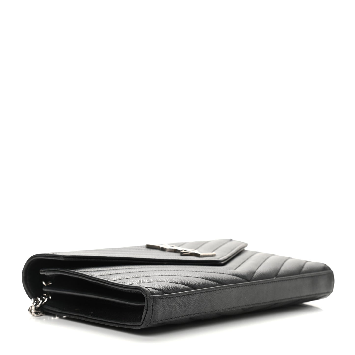 Grain De Poudre Matelasse Chevron Monogram Chain Wallet Black