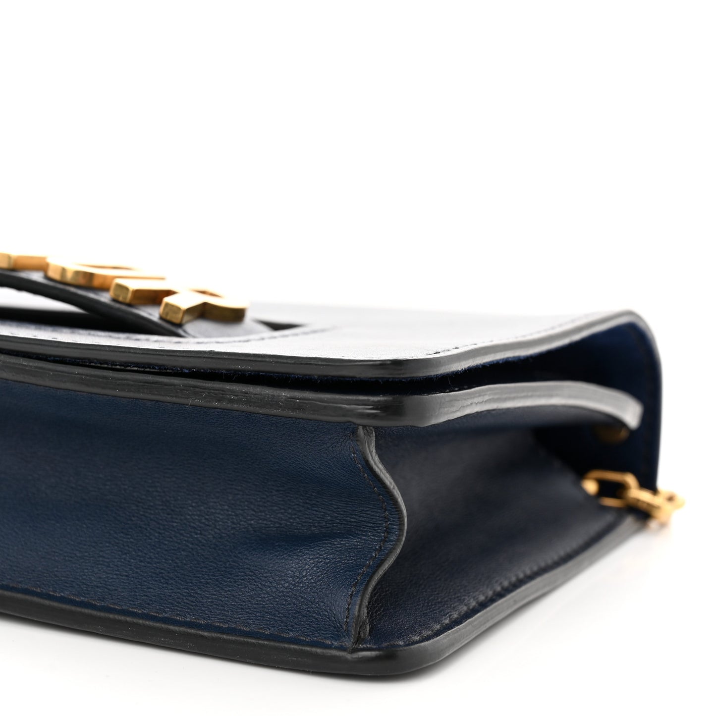 Calfskin J'Adior Chain Flap Bag Navy Blue