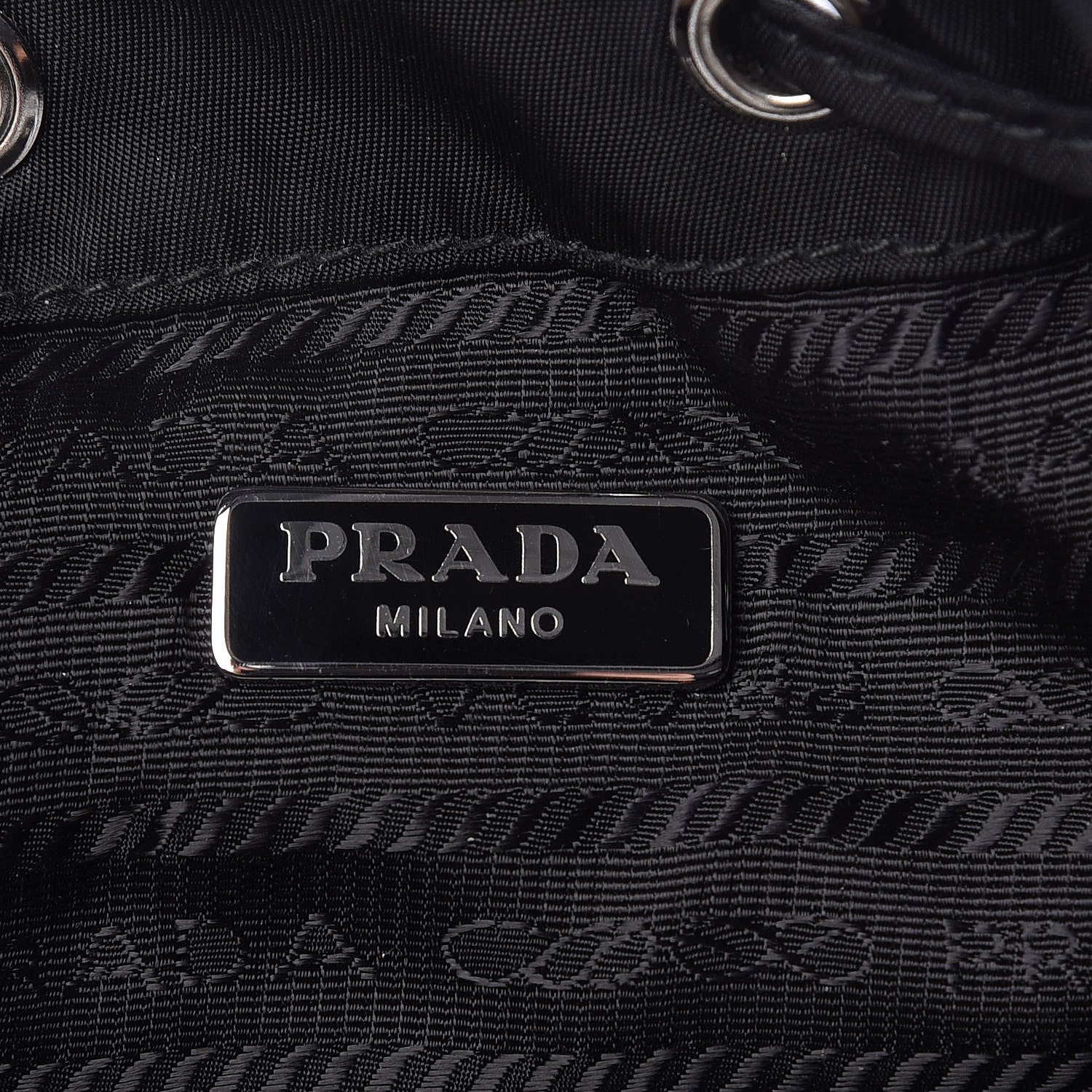 Prada Tessuto Nylon Studded New Vela Mini Bucket Crossbody Bag Black 6 of 9