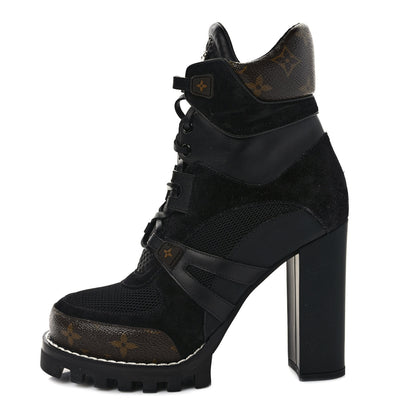 Louis Vuitton Suede Calfskin Monogram Star Trail Ankle Boots 39 Black 1 of 7