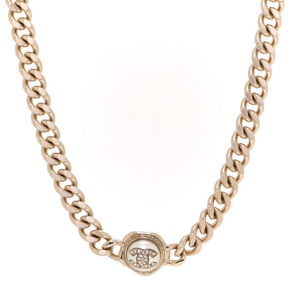 Chanel Pearl Crystal CC Chain Choker Necklace Gold 1 of 6