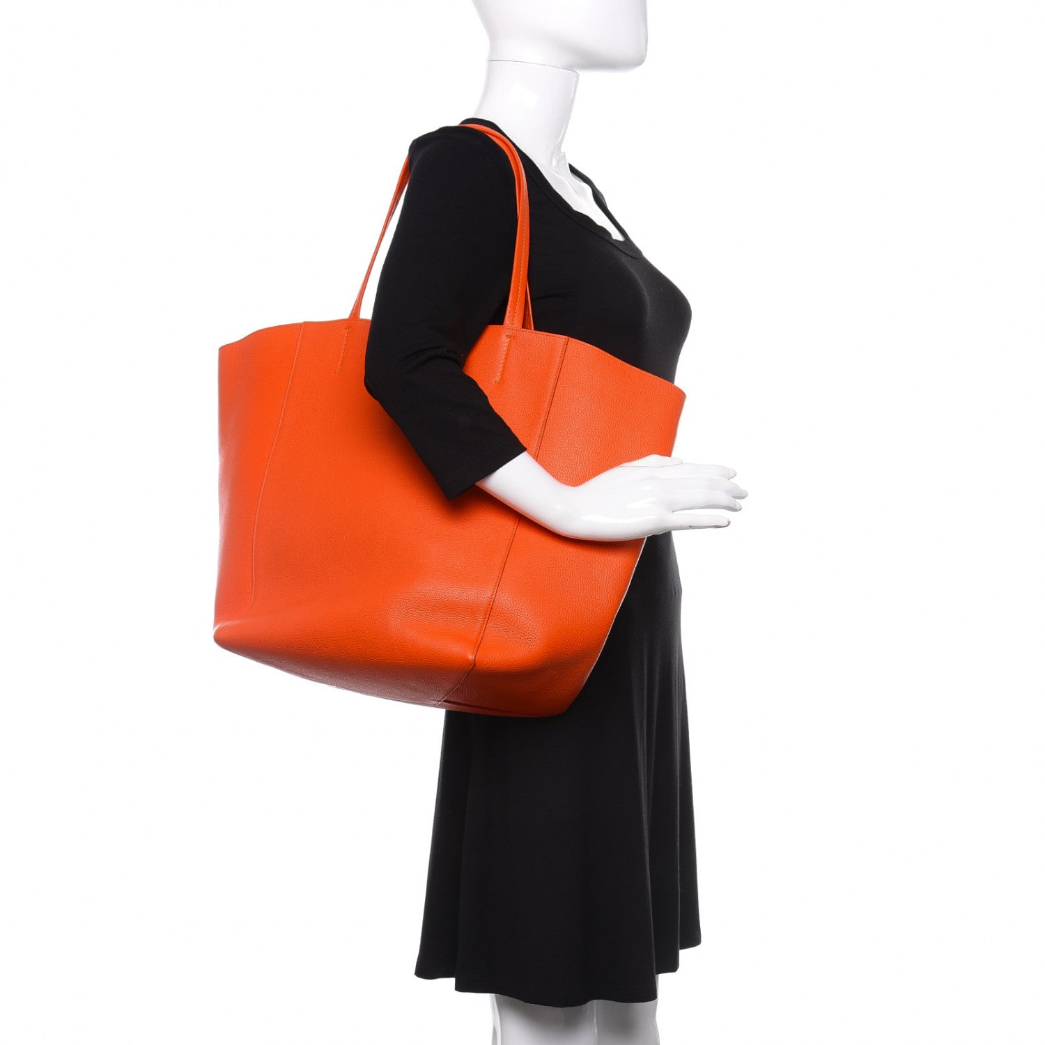 Celine Grained Calfskin Medium Horizontal Cabas Phantom Bright Orange 2 of 9