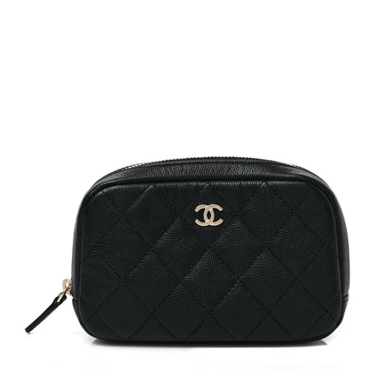 Chanel Caviar Quilted Small Curvy Pouch Cosmetic Case Black 1 of 8