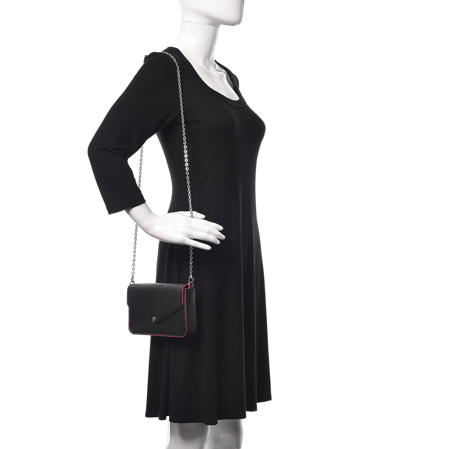 Epi Pochette Felicie Black Hot Pink