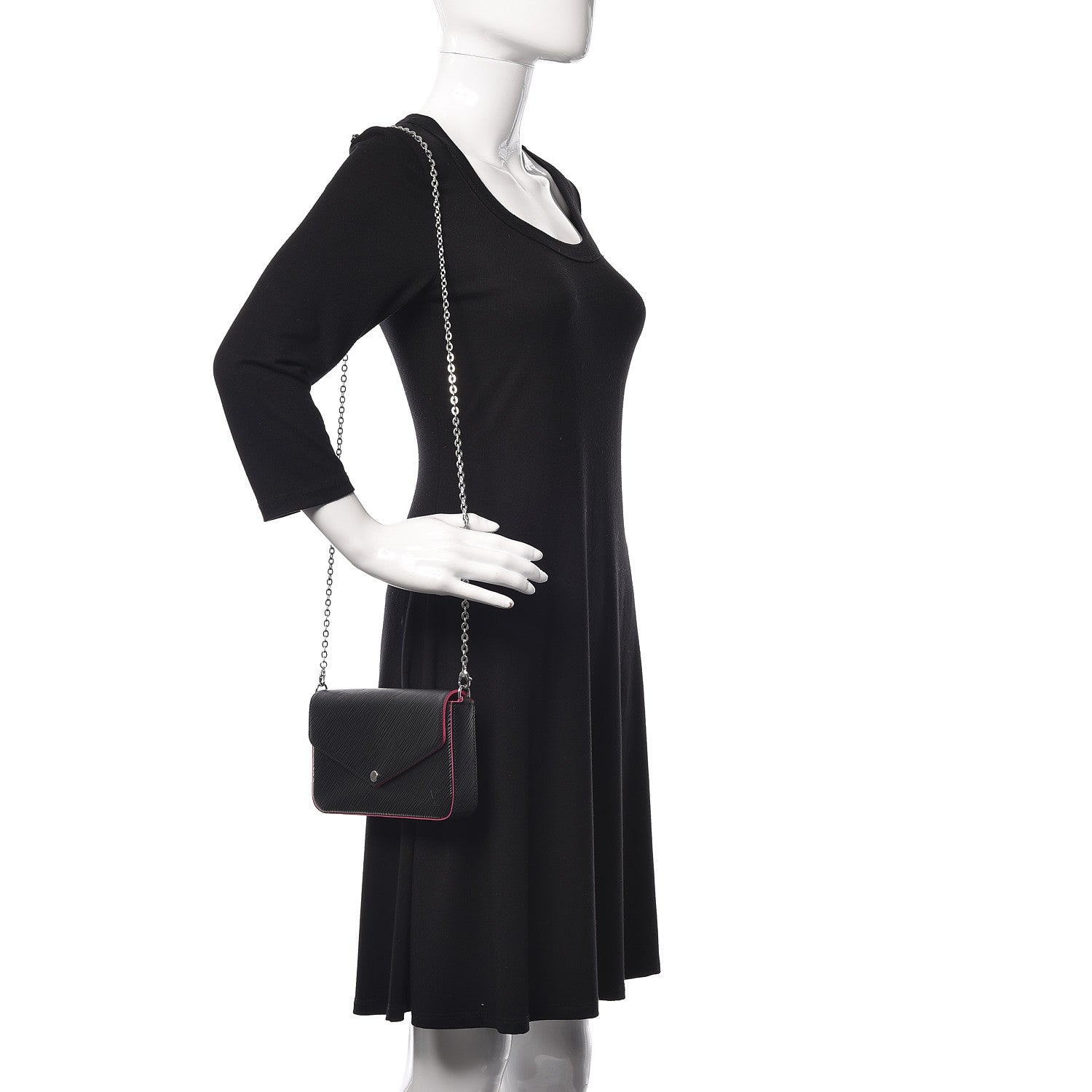 Louis Vuitton Epi Pochette Felicie Black Hot Pink 2 of 11