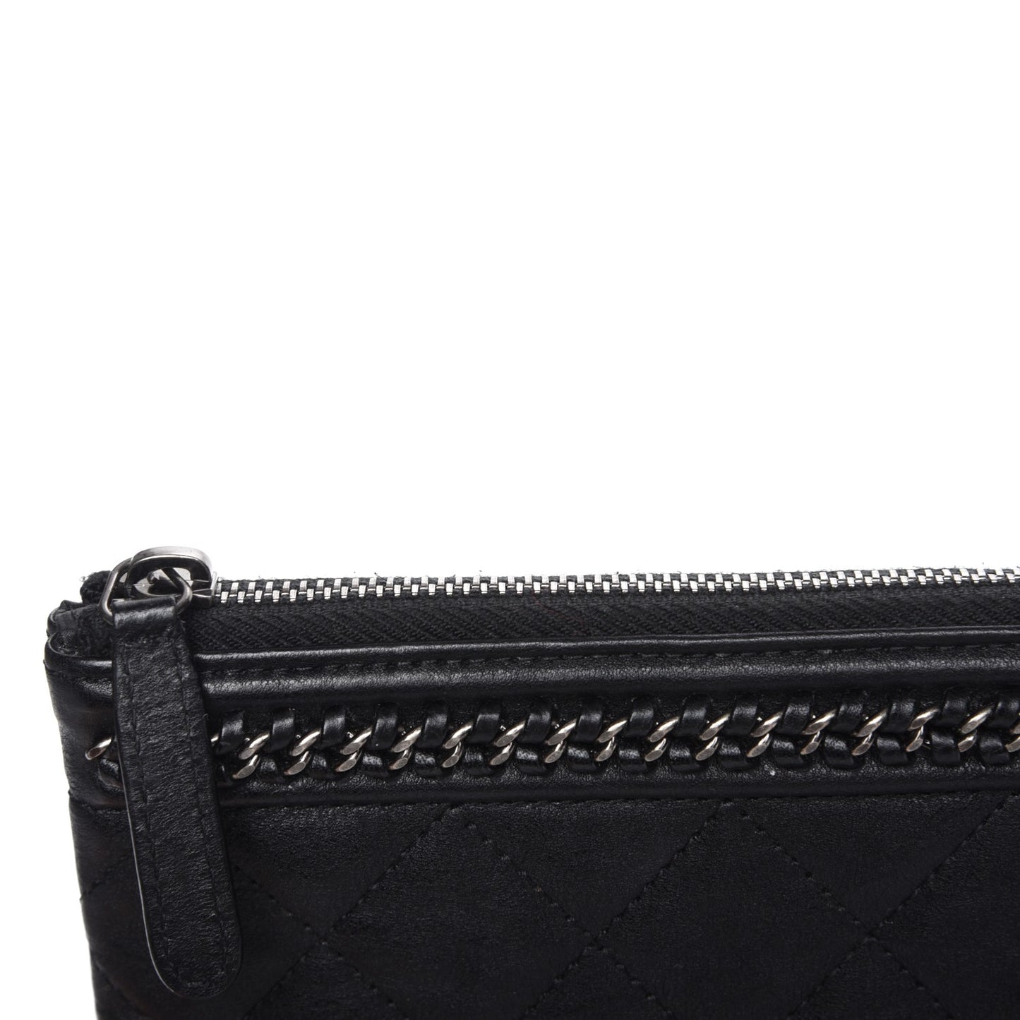 Calfskin Quilted Medium Boy Chain Around Cosmetic Case Black