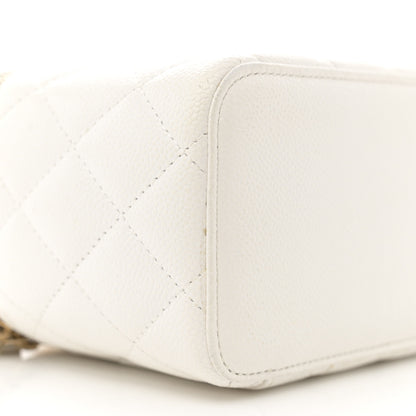 Chanel Shiny Caviar Quilted Pick Me Up Vanity Case White 9 of 17