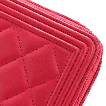 Chanel Lambskin Quilted Boy Zip Around Wallet Pink 12 of 12