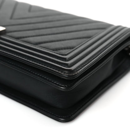 Chanel Calfskin Chevron Quilted Boy Convertible Clutch Flap Black 9 of 9