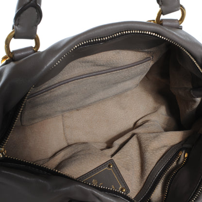 Prada Soft Calf Shopping Satchel Bag Bambu 10 of 10