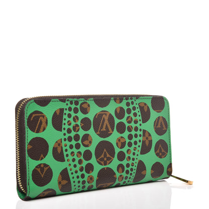 Louis Vuitton Monogram Kusama Pumpkin Dots Zippy Wallet Green 3 of 7