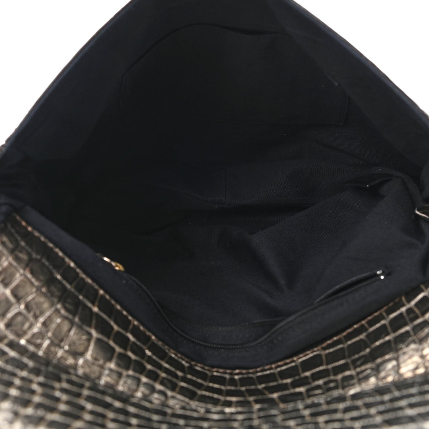 Calfskin Crocodile Embossed Melancholia Shoulder Bag Gold