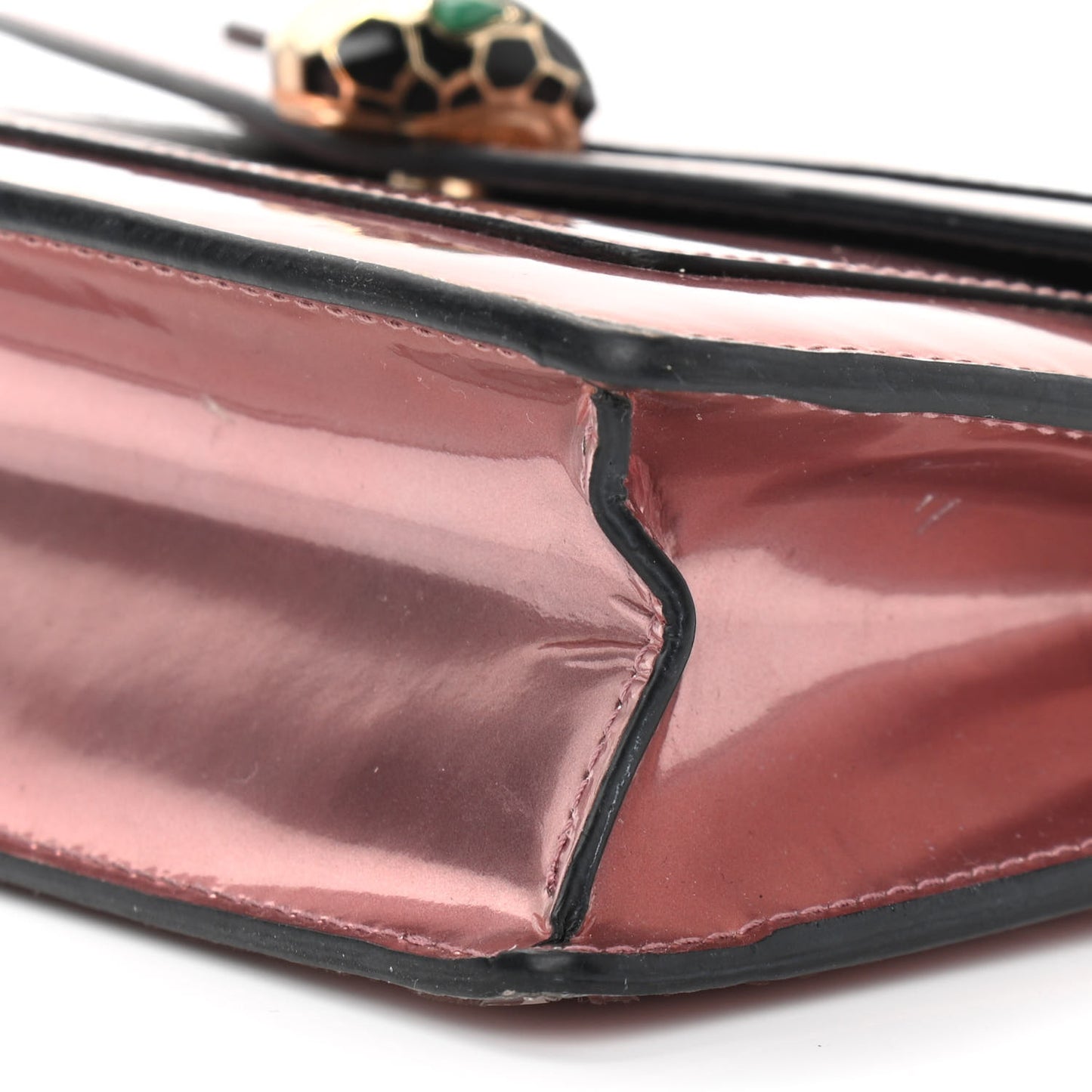Metallic Serpenti Forever Chain Wallet Rose Quartz