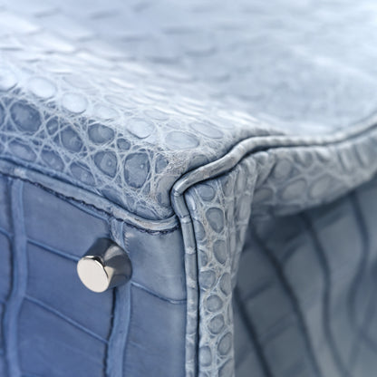 Hermes Matte Porosus Crocodile Kelly 35 Bleu Brighton 12 of 16