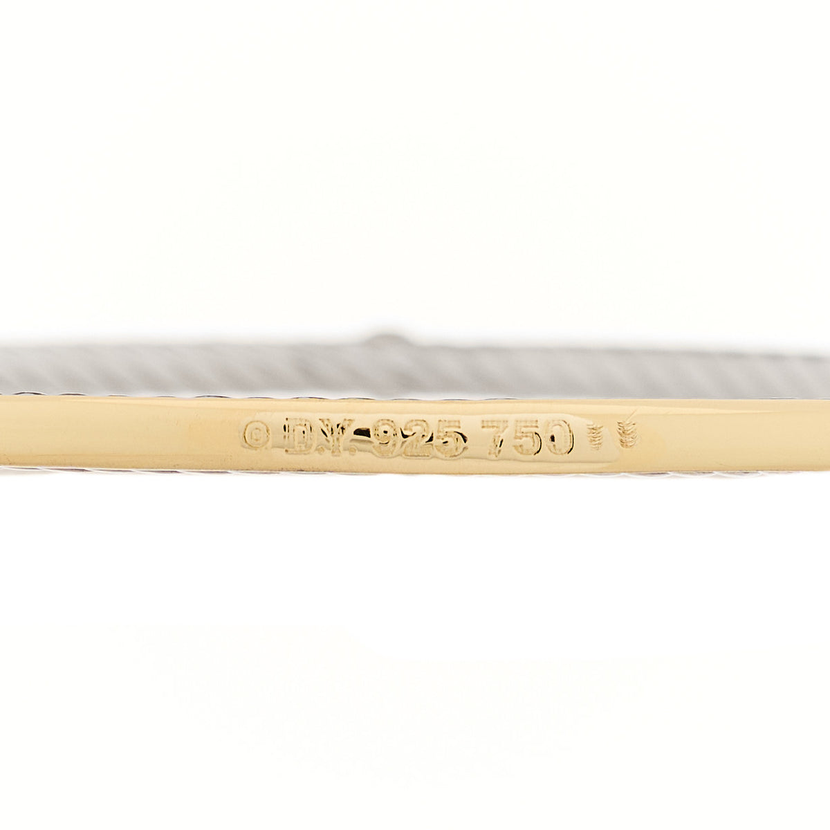 Sterling Silver 18K Yellow Gold Blue Topaz Cable Inside Bangle Bracelet