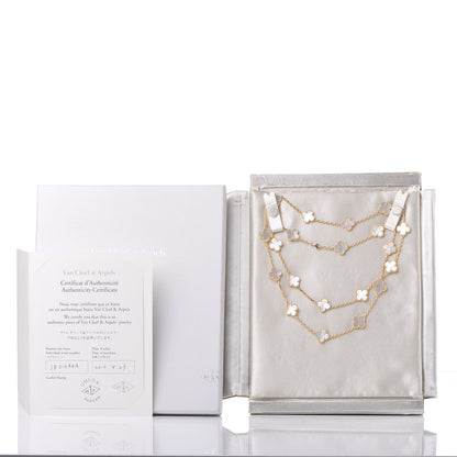 Van Cleef & Arpels 18K Yellow Gold Mother of Pearl 20 Motifs Vintage Alhambra Necklace 8 of 8