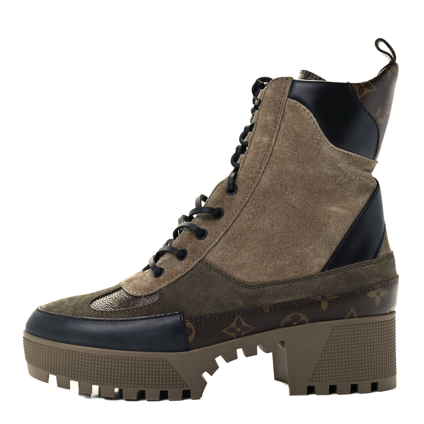 Suede Calfskin Monogram Laureate Platform Desert Boots 41 Taupe