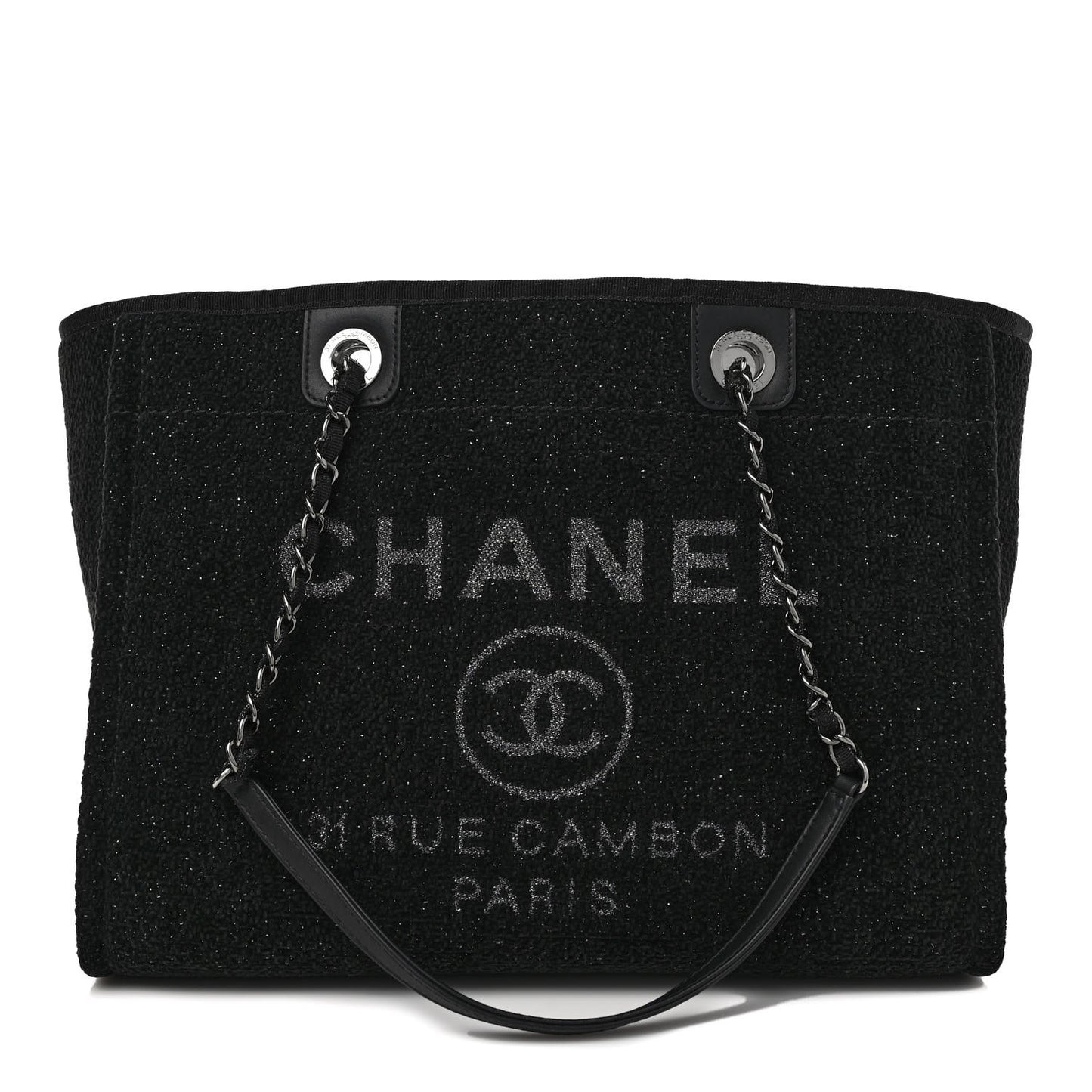 Lurex Canvas Small Deauville Tote Black