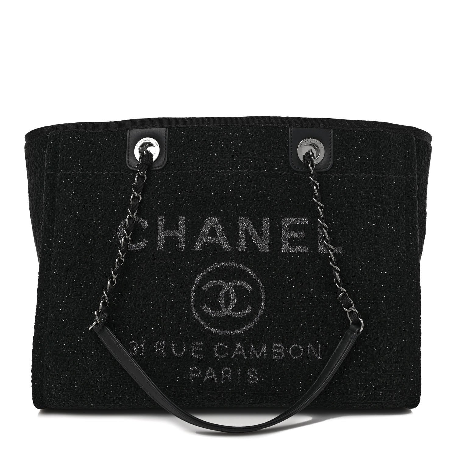 Chanel Lurex Canvas Small Deauville Tote Black 1 of 9