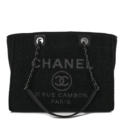 Chanel Lurex Canvas Small Deauville Tote Black 1 of 9