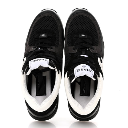 Chanel Mesh Suede Grained Calfskin Womens CC Sneakers 41 Black White 2 of 8