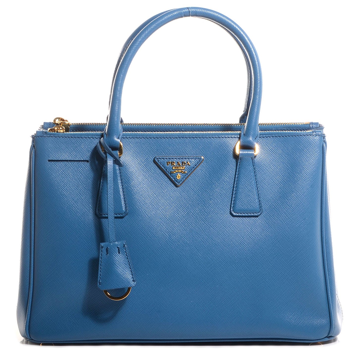 Saffiano Lux Small Double Zip Tote Cobalto
