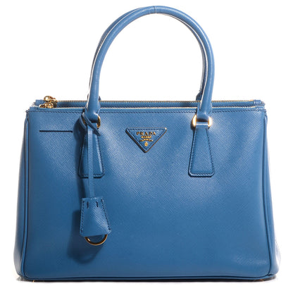 Prada Saffiano Lux Small Double Zip Tote Cobalto 1 of 7
