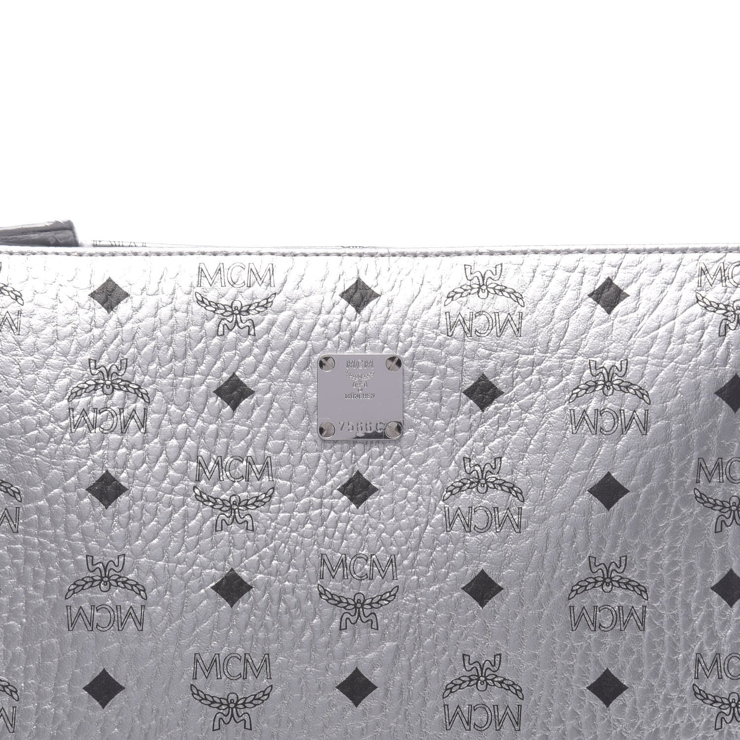 MCM Metallic Visetos Zip Pouch Silver 7 of 9