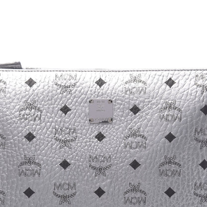 MCM Metallic Visetos Zip Pouch Silver 7 of 9