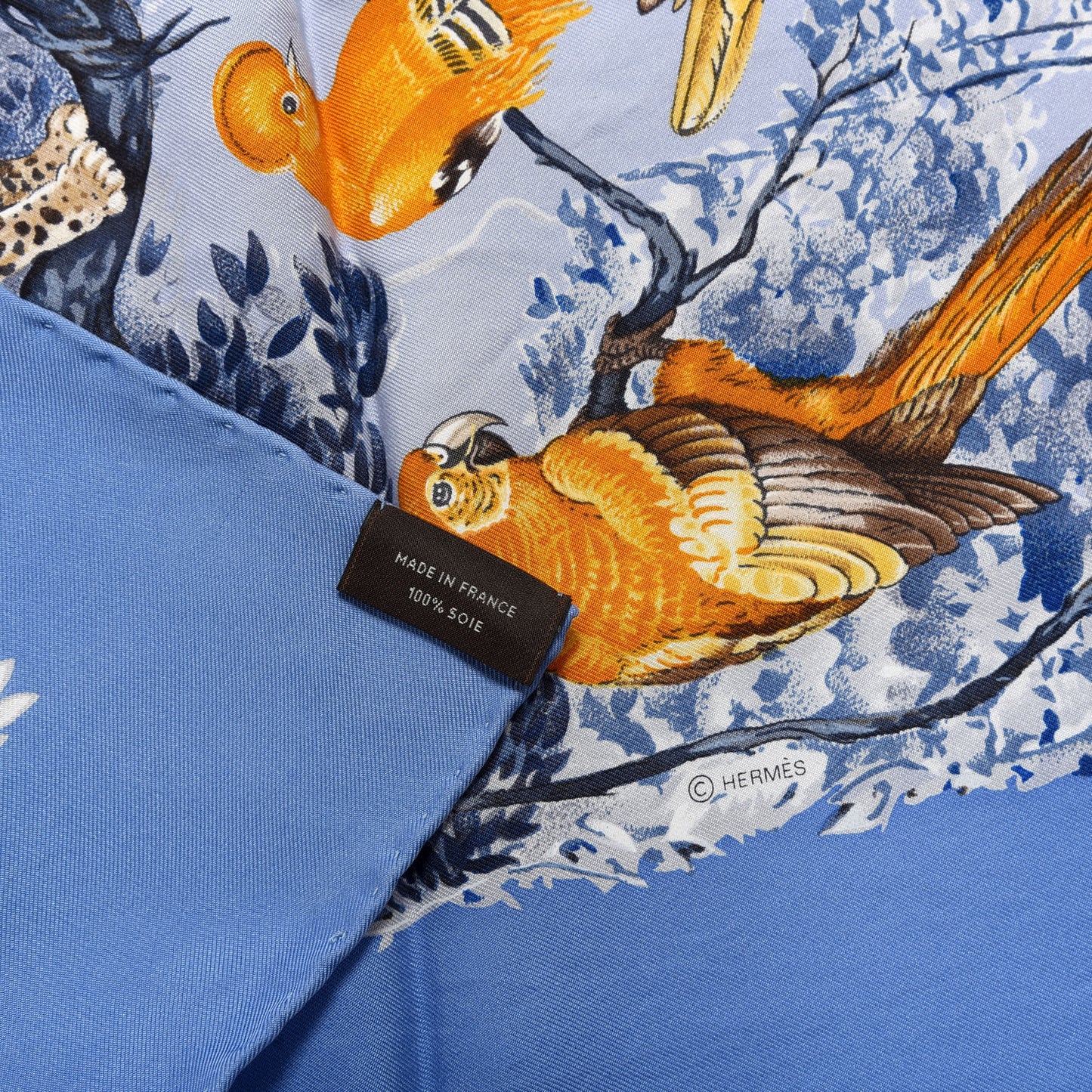 Silk Equateur Scarf 90 Bleu Jean Lavande