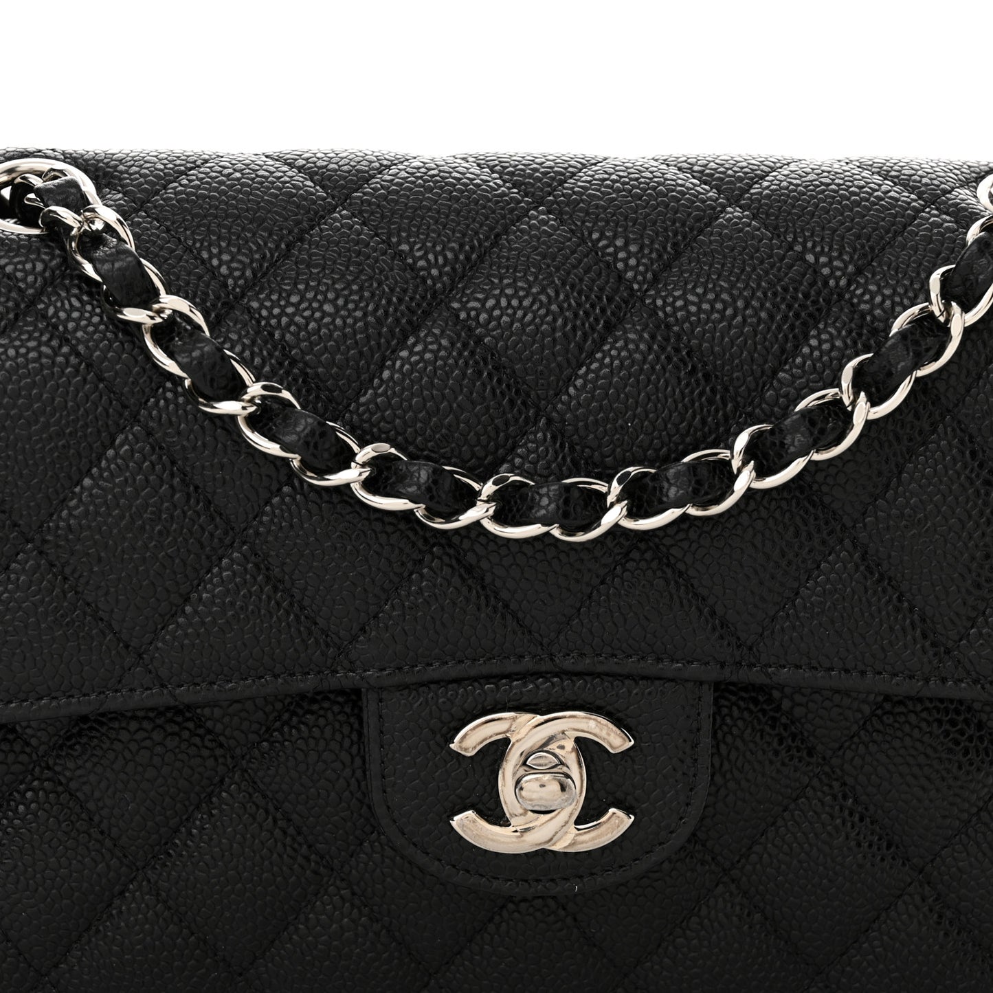 Caviar Quilted Small Double Flap Black