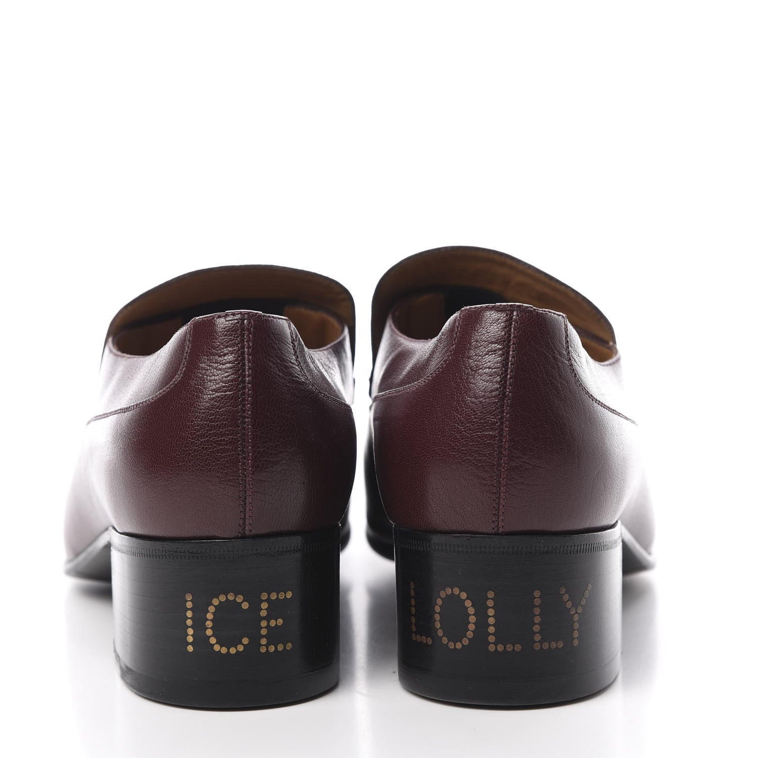Gucci Goatskin Mens Chain Mid Heel Loafers 8.5 Burgundy 5 of 9