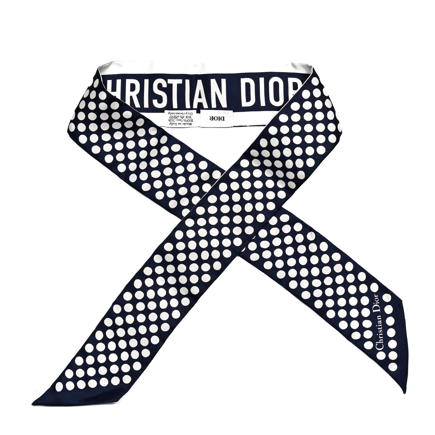 Silk Polka Dot Mitzah Scarf Blue White