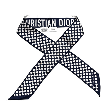 Christian Dior Silk Polka Dot Mitzah Scarf Blue White 1 of 3