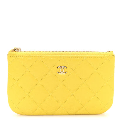 Chanel Caviar Quilted Small Cosmetic Case Yellow 1 of 7