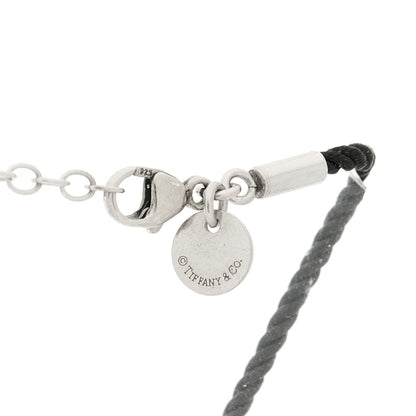 Tiffany Sterling Silver Bone China Notes Round Pendant Cord Necklace Black White 6 of 6