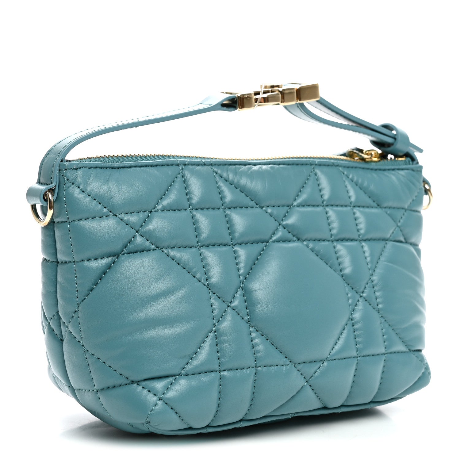 Christian Dior Calfskin Macrocannage Small Diortravel Nomad Pouch Horizon Blue 3 of 8