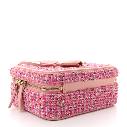 Chanel Tweed Quilted Medium CC Filigree Vanity Case Pink 4 of 10