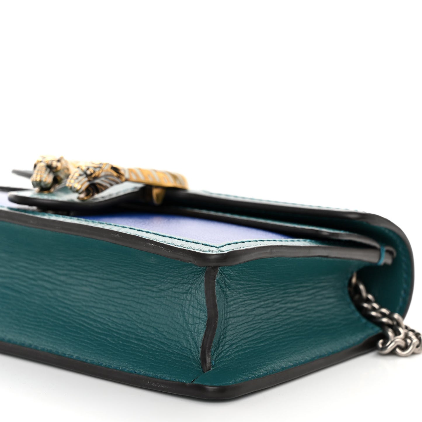 Azalea Calfskin Enamel Super Mini Dionysus Shoulder Bag Imperial Blue Pavone