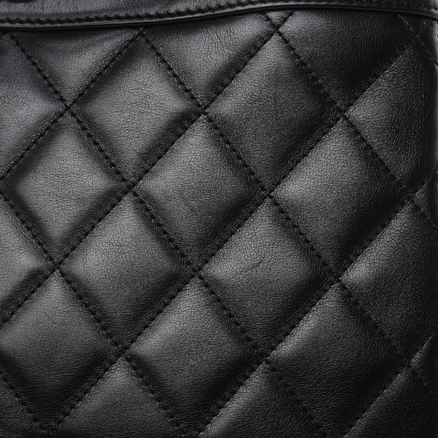 Calfskin Quilted CC Shopping Tote Black