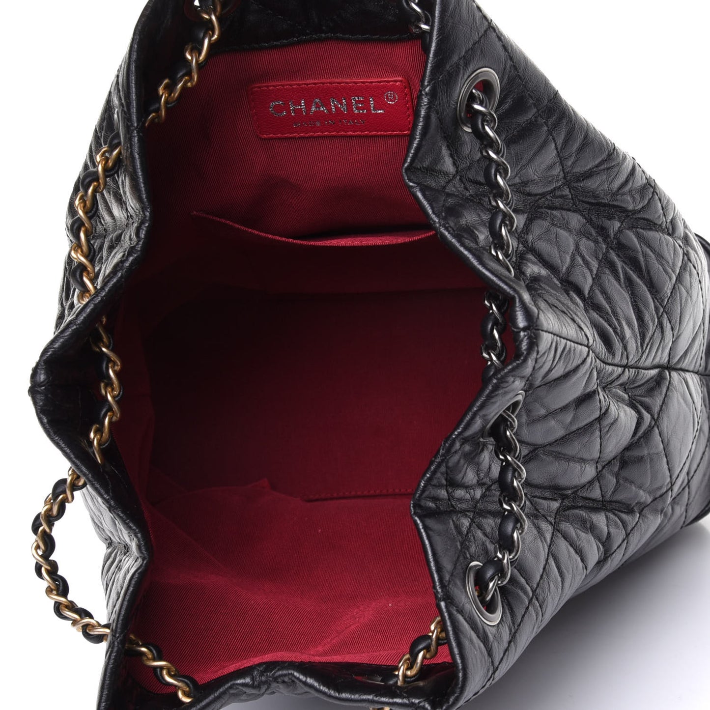 Aged Calfskin Quilted Gabrielle Backpack Black