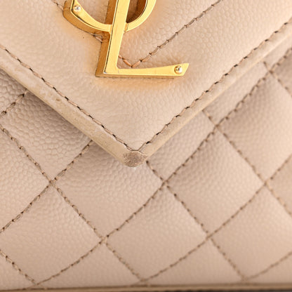 Saint Laurent Grain De Poudre Textured Mixed Matelasse Medium Triquilt Monogram Satchel Dark Beige 11 of 15