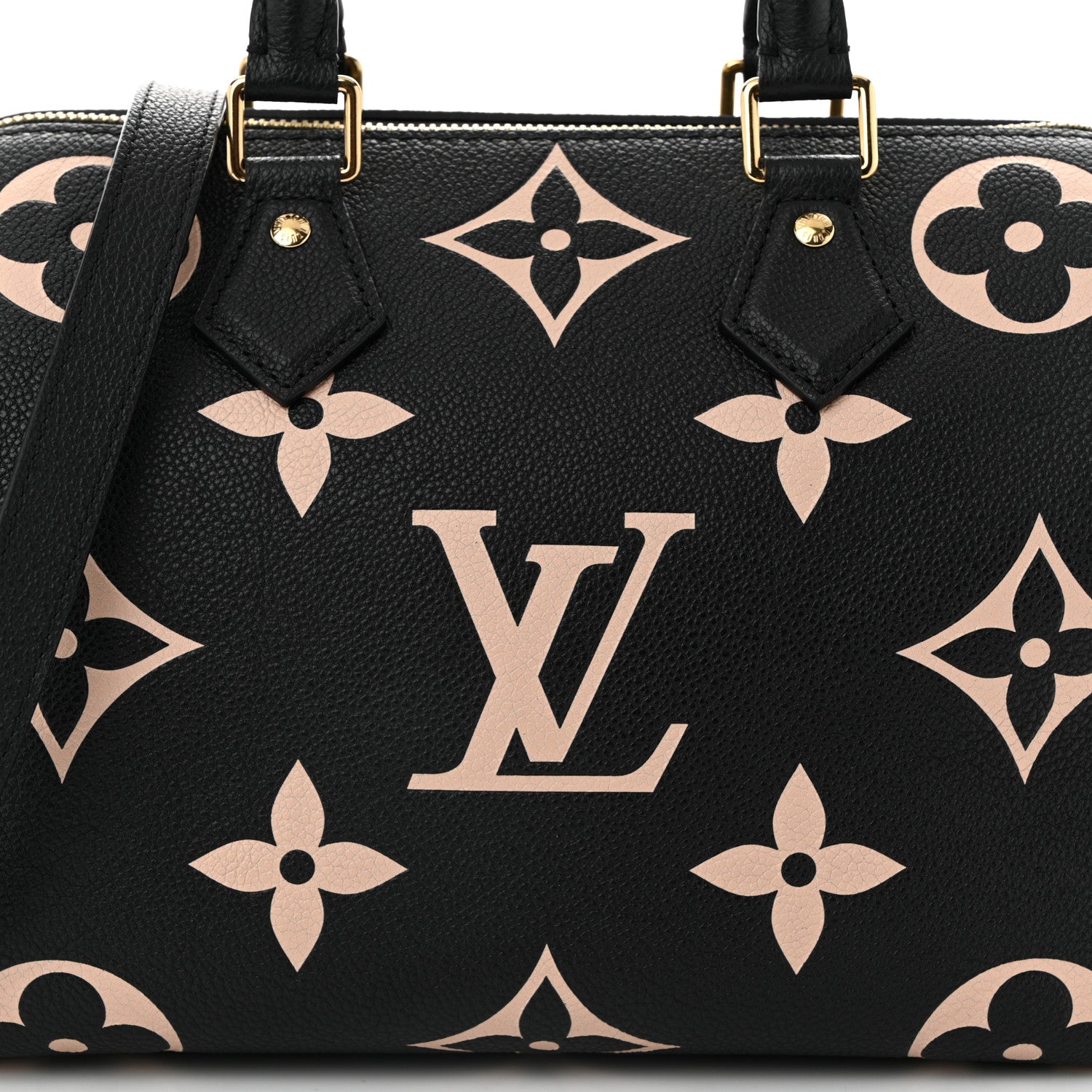 Louis Vuitton Empreinte Monogram Giant Speedy Bandouliere 25 Black Beige 7 of 9