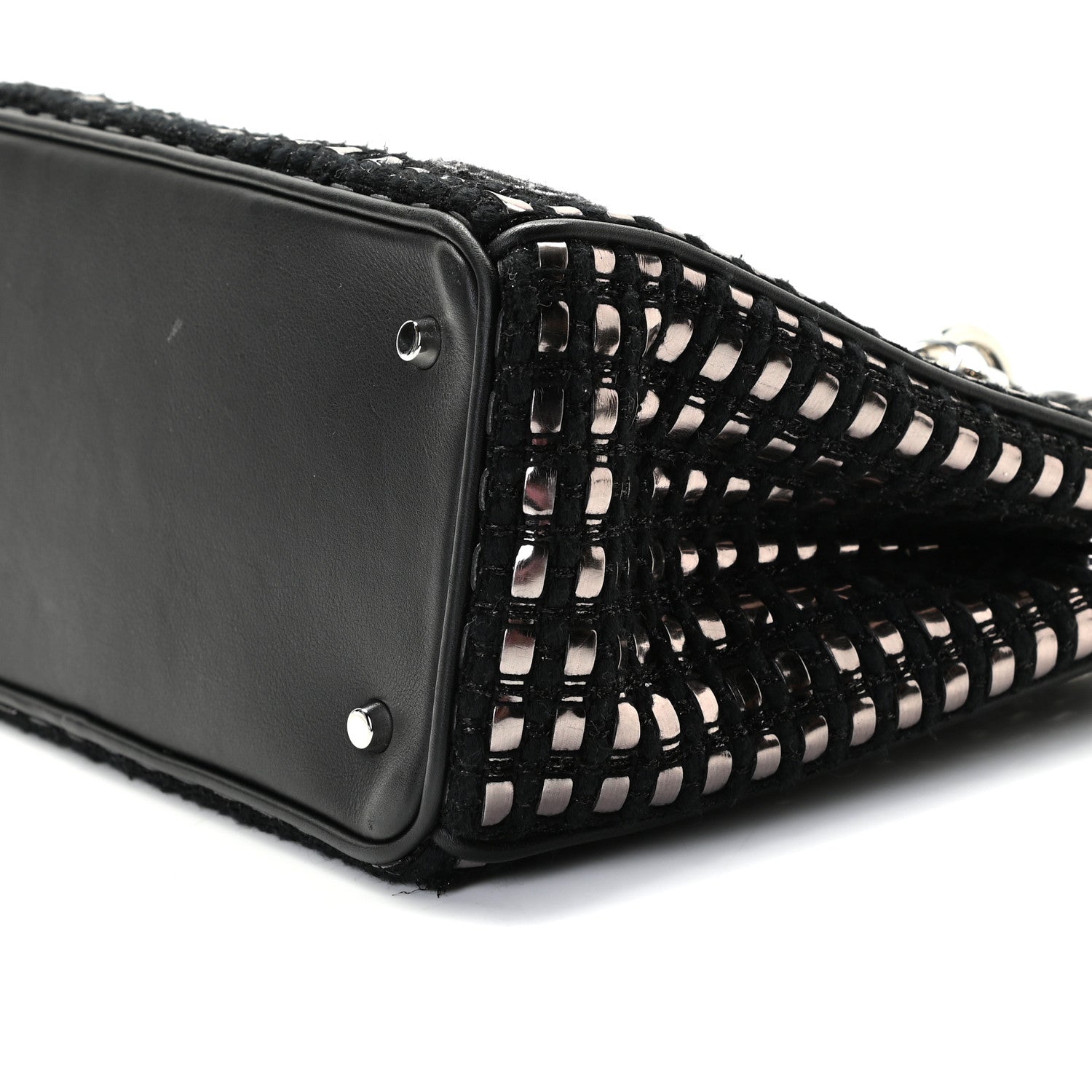 Christian Dior Metallic Tweed Small Diorissimo Black Silver 6 of 11