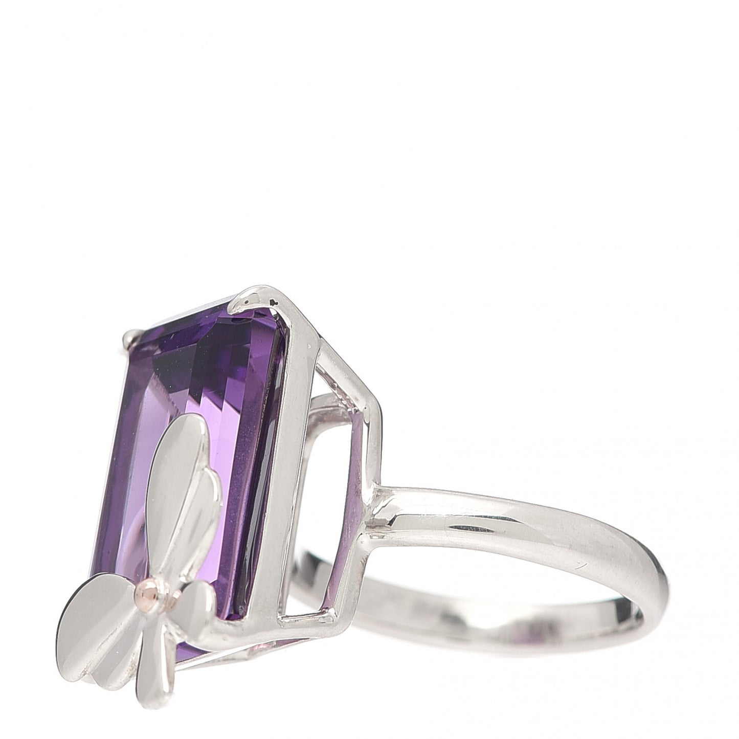 Sterling Silver 18K Rose Gold Amethyst Return to Tiffany Love Bugs Butterfly Ring 54 6.75